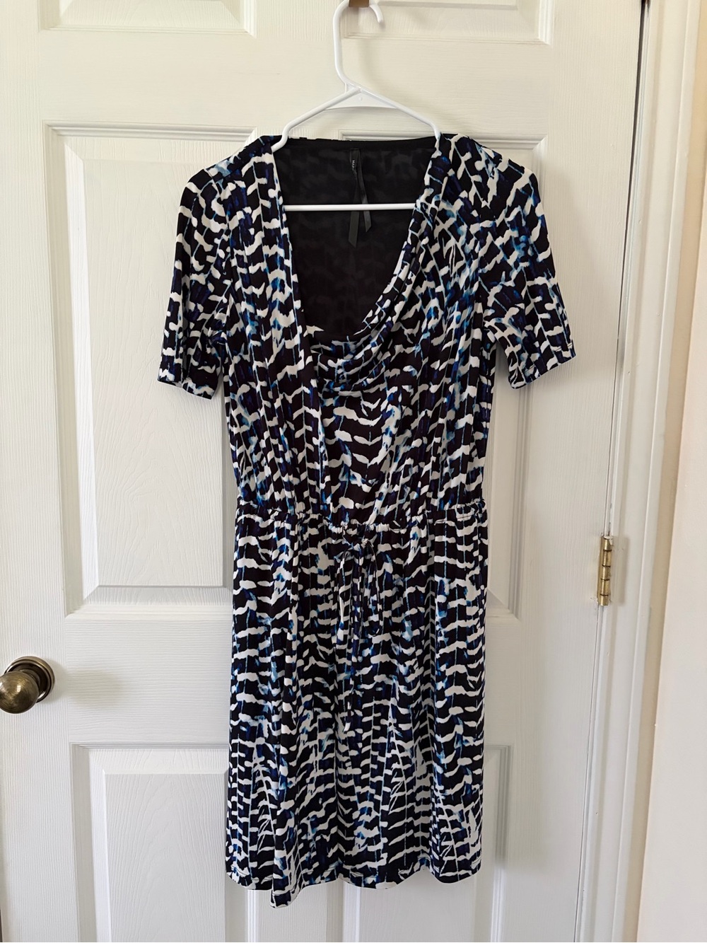 Marc New York Women’s Black, Navy & White Patterned Short-Sleeve Dress